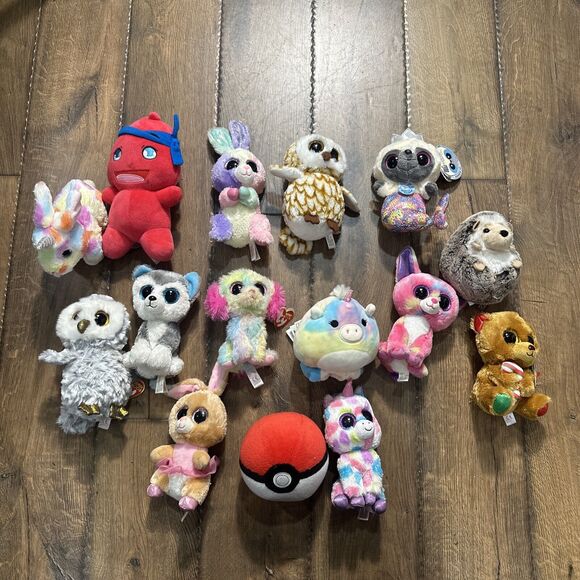 Lot Of 15 - Ty Beanie, Poketball And Plush With and W/O Tags See Photos - Picture 1 of 16
